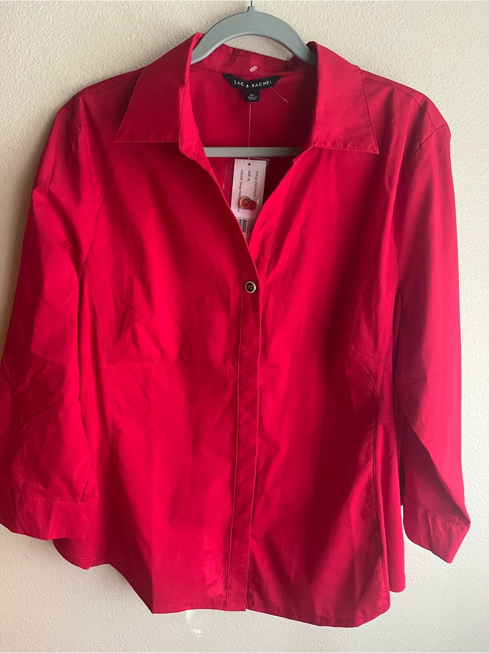 Zac & Rachel Bright Red Button-Front Blouse